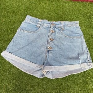 Vtg 90s Bluenotes High Waisted Button Fly Jean Shorts Size M Wash FLAW Western